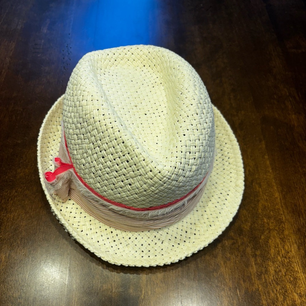 Apt.9 paper fedora hat natural style paper weave summer cap pink and tan